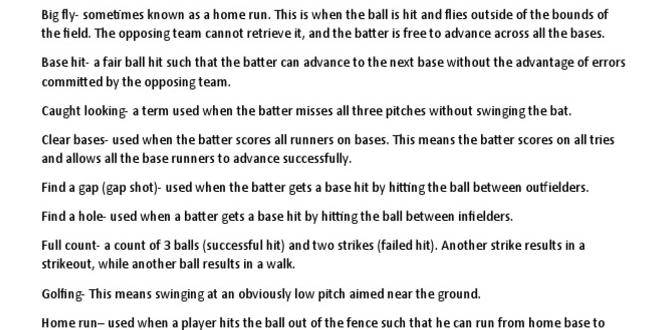 terms for baseball terms for baseball