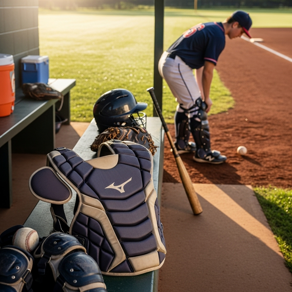 Generate an eye-catching, high-quality featured image for a blog post about: Mizuno Catcher’s Chest