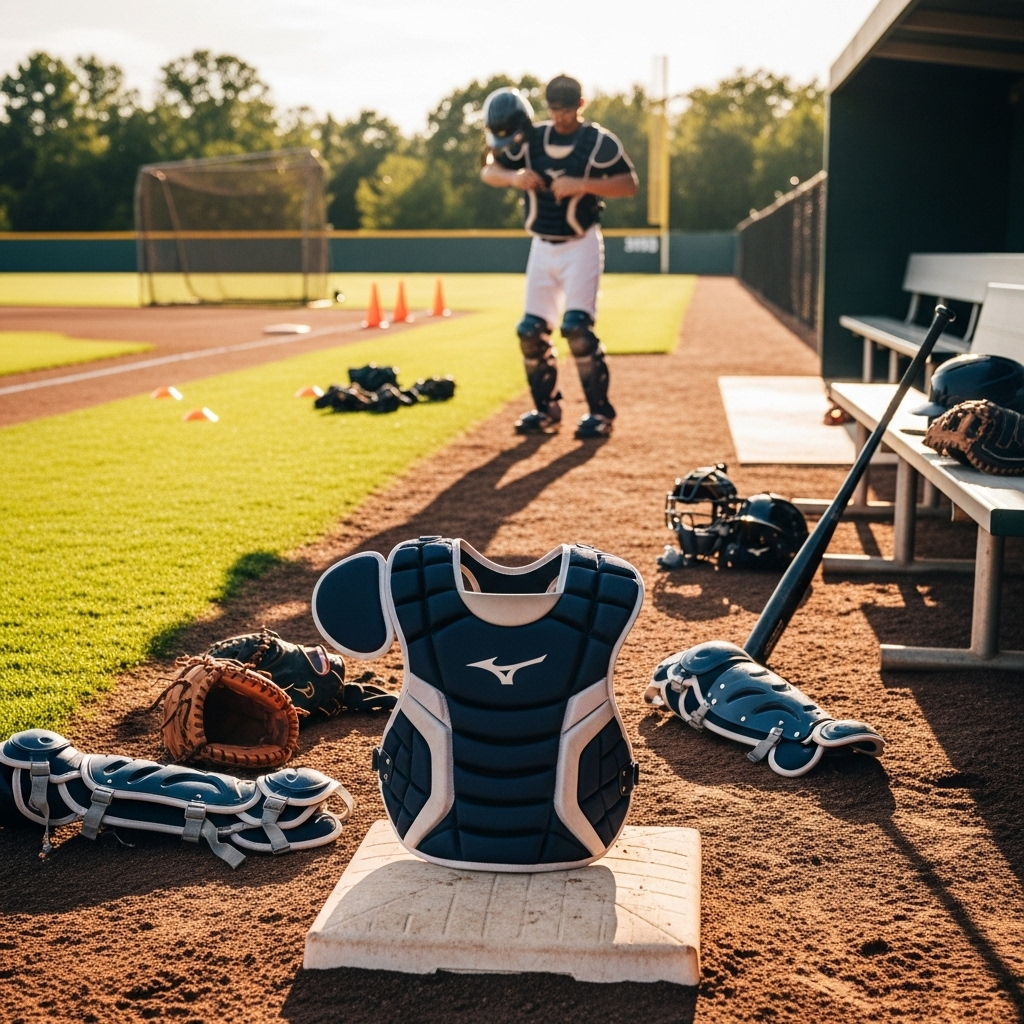 Generate an eye-catching, high-quality featured image for a blog post about: Mizuno Catcher’s Chest