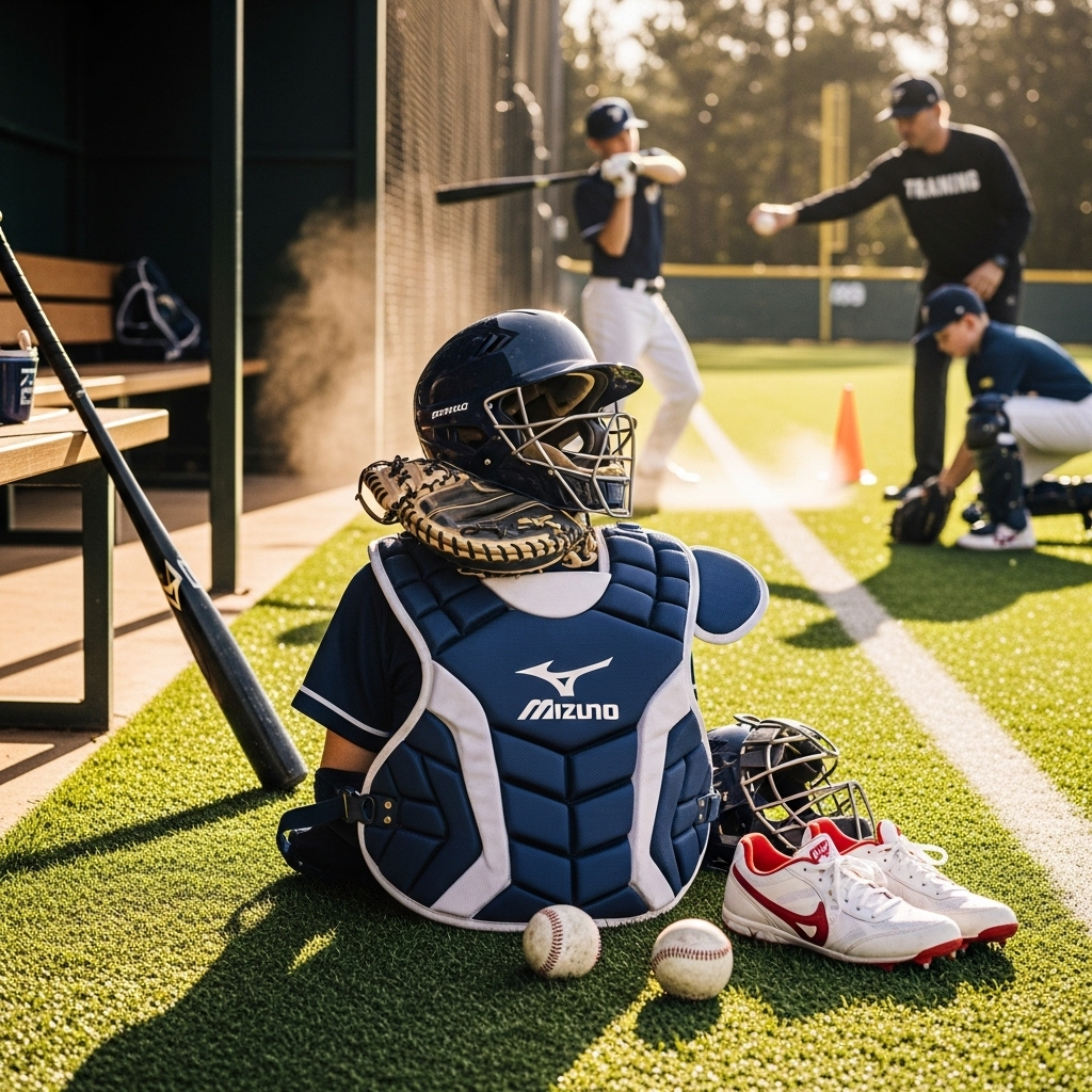Generate an eye-catching, high-quality featured image for a blog post about: Mizuno Catcher’s Chest
