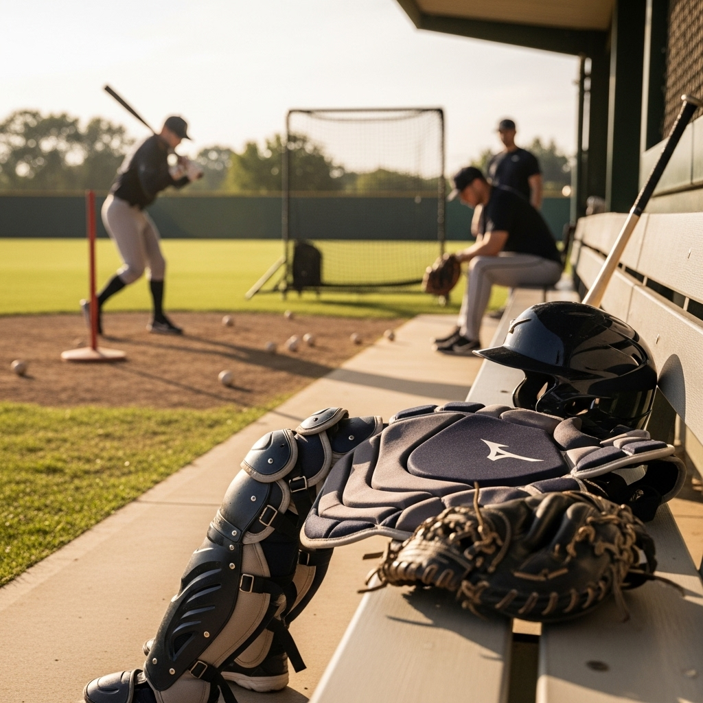 Generate an eye-catching, high-quality featured image for a blog post about: Mizuno Catchers Chest P