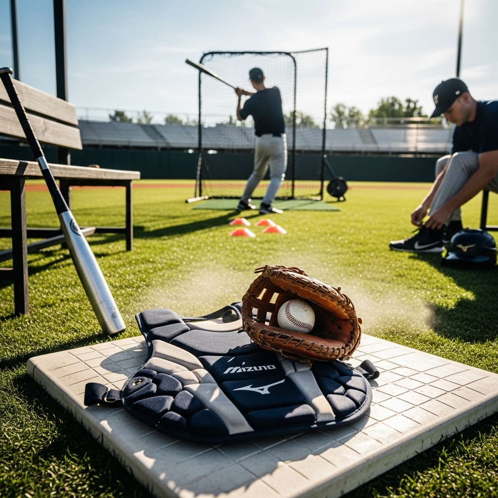 Generate an eye-catching, high-quality featured image for a blog post about: Mizuno Catchers Chest P