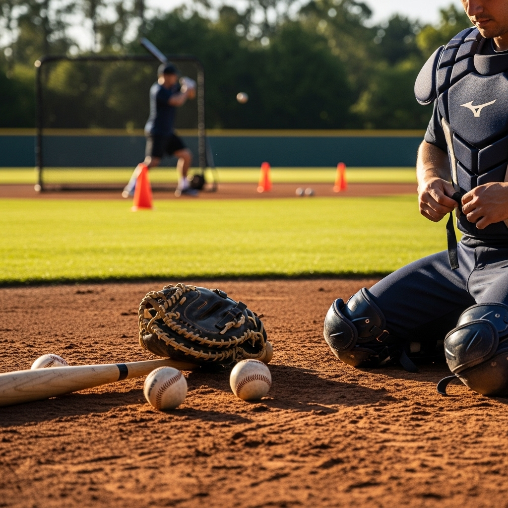 Generate an eye-catching, high-quality featured image for a blog post about: Mizuno Catcher’s Protec