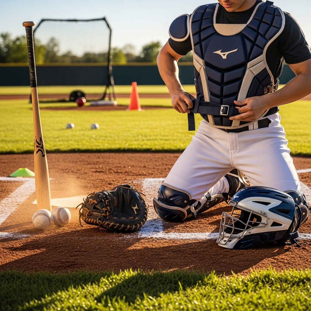 Generate an eye-catching, high-quality featured image for a blog post about: Mizuno Catcher’s Protec