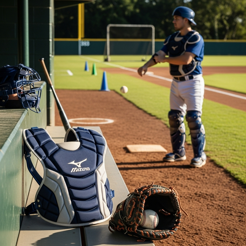 Generate an eye-catching, high-quality featured image for a blog post about: Mizuno Catcher’s Protec