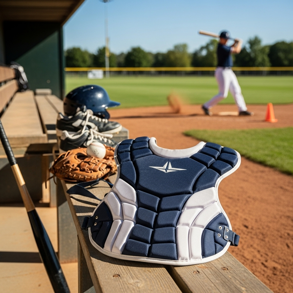 Generate an eye-catching, high-quality featured image for a blog post about: Mizuno Catchers Chest P