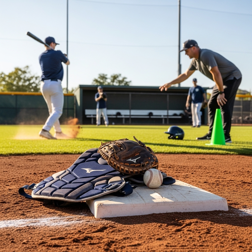 Generate an eye-catching, high-quality featured image for a blog post about: Mizuno Catchers Chest P