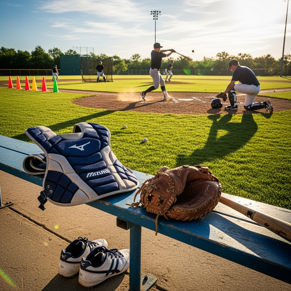 Generate an eye-catching, high-quality featured image for a blog post about: Mizuno Catchers Chest P
