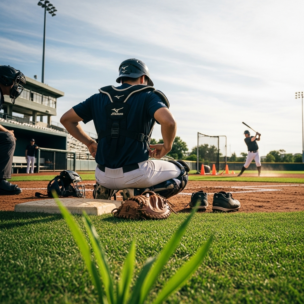 Generate an eye-catching, high-quality featured image for a blog post about: Mizuno Catcher’s Protec