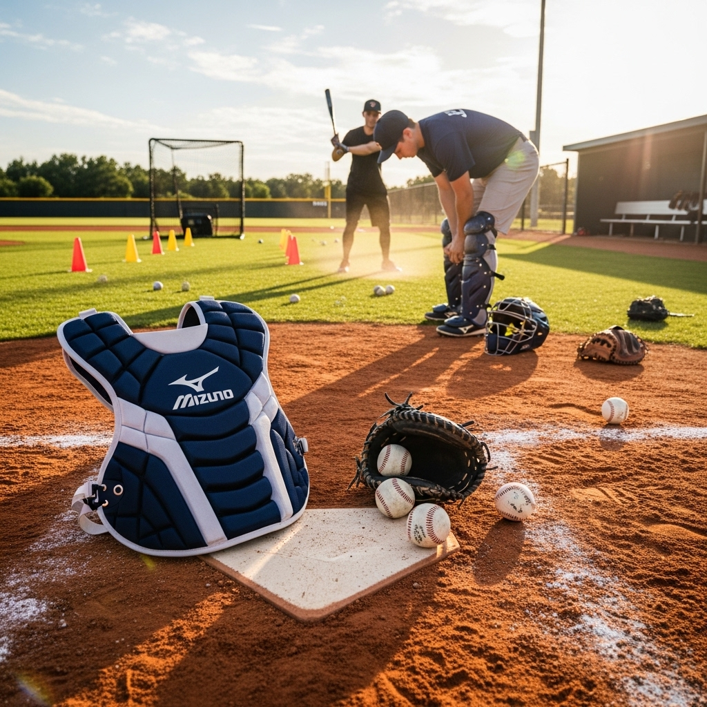 Generate an eye-catching, high-quality featured image for a blog post about: Mizuno Catcher’s Protec