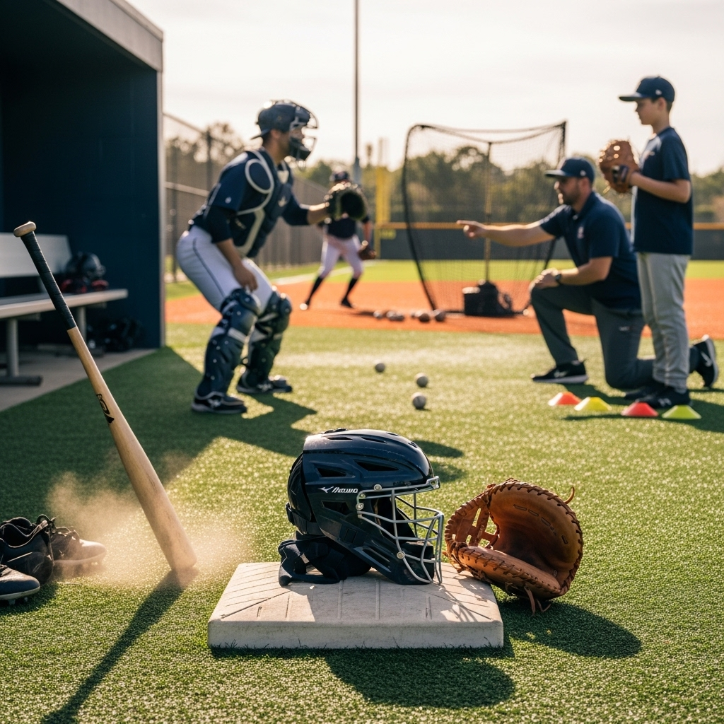 Generate an eye-catching, high-quality featured image for a blog post about: Mizuno Catcher’s Protec