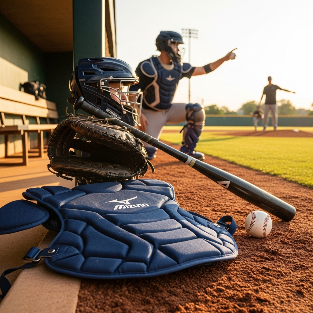 Generate an eye-catching, high-quality featured image for a blog post about: Mizuno Catcher’s Protec
