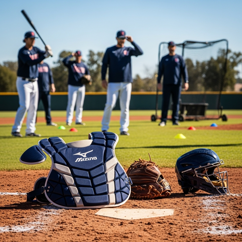 Generate an eye-catching, high-quality featured image for a blog post about: Mizuno Catcher’s Protec