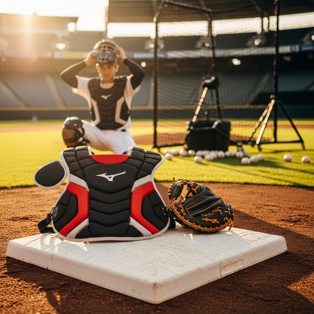 Generate an eye-catching, high-quality featured image for a blog post about: Mizuno Catcher’s Protec